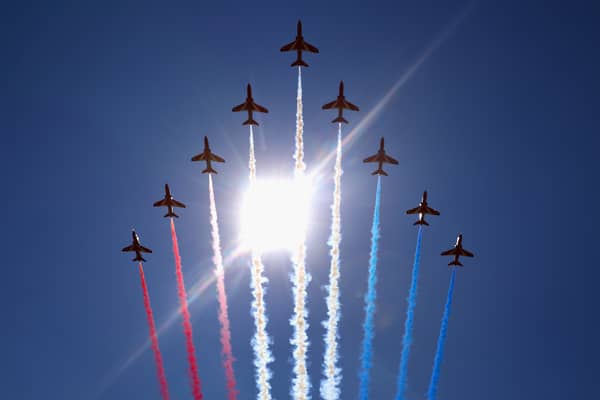 The Red Arrows performing before the British Grand Prix in 2018 (Photo: Mark Thompson/Getty Images)