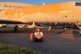 Just Stop Oil protesters have targeted multiple private jets at an airfield in Stansted after Taylor Swift landed her own private plane just hours before. (Credit: Just Stop Oil)