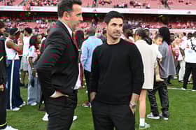 Mikel Arteta (R) and Arsenal sporting director Edu (L) are set to make first summer signing