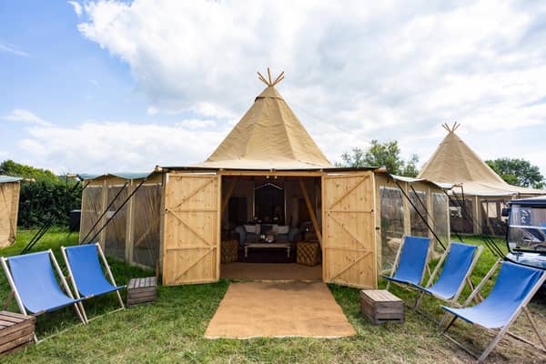 A glamping site is providing posh accommodation for fussier Glastonbury Festival goers. 