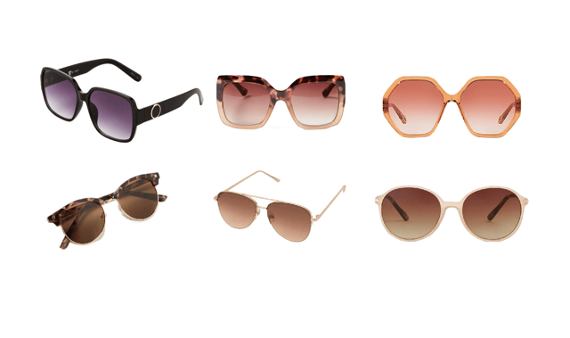 Sunglasses of all shapes and sizes on the high street
