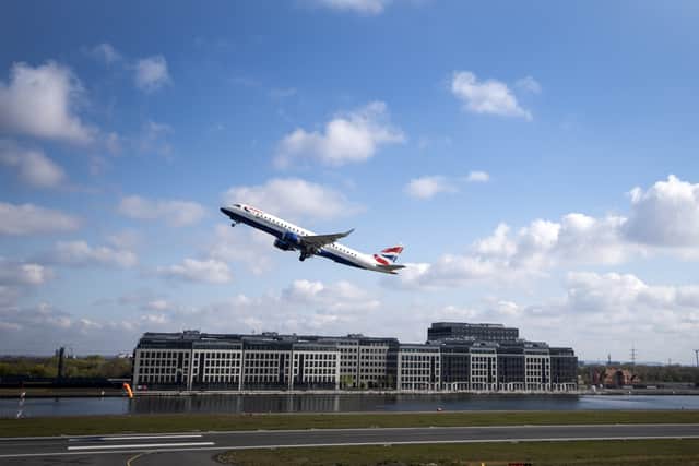 A British Airways flight takes off from London City Airport 