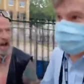 Newsnight political editor Nick Watt was chased and threatened by a group on Whitehall, in central London, on June 14, 2021. 
