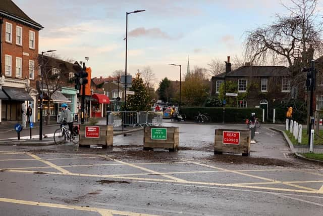 Dulwich Village planters damaged in Southwark. Credit: Richard Leeming