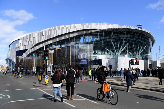 Fans outside the Tottenham Hotspur Stadium before a Premier League game (Photo by Shaun Botterill/Getty Images)