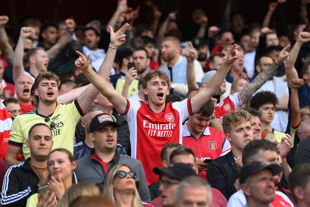 Arsenal fans during the Premier League match (Photo by Michael Regan/Getty Images)