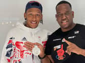 Olympics silver medallist Kye Whyte with his coach from Peckham BMX CK Flash. Credit: CK Flash