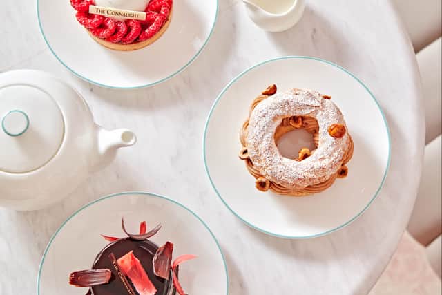 Connaught Patisserie cakes including the Paris-Brest, right. Credit: The Connaught.