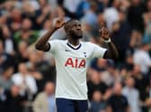  Tanguy Ndombele of Tottenham Hotspur celebrates after  (Photo by Marc Atkins/Getty Images)