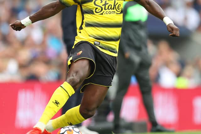 Moussa Sissoko of Watford during the Premier League (Photo by Catherine Ivill/Getty Images)