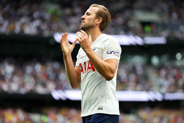Harry Kane of Tottenham Hotspur reacts after missing a chance (Photo by Catherine Ivill/Getty Images)