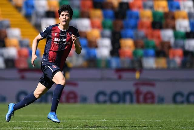  Takehiro Tomiyasu playing for Bologna before his Arsenal move. Credit: Alessandro Sabattini/Getty Images