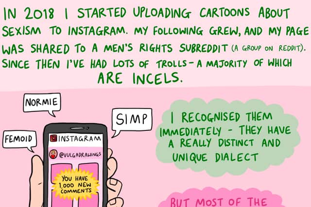 Lily’s brilliant cartoons on incels. Credit: Vulgar Drawings