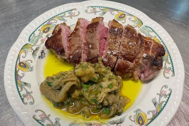 Lamb steak and aubergine - one of the dishes Four Legs are planning to do at the Plimsoll. Credit: Four Legs