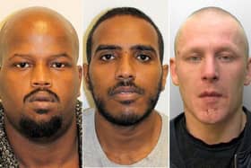 Gang members Abdulle, Sahal and Gogu, left to right. Credit: Sussex Police.