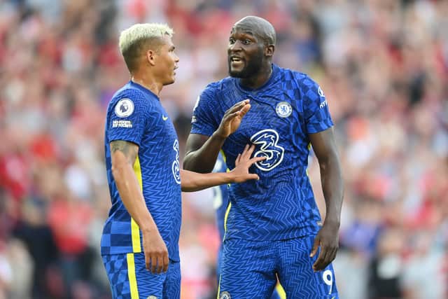 Thiago Silva and Romelu Lukaku of Chelsea sharing ideas during a Premier League game Photo by Michael Regan/Getty Images)