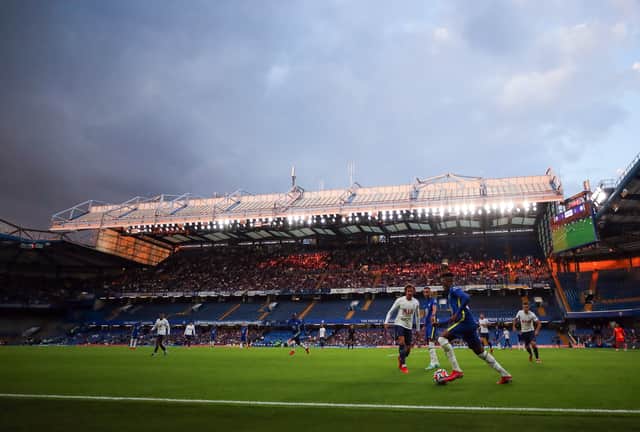 General view  of the stadium as Callum Hudson-Odoi of Chelsea controls (Photo by Catherine Ivill/Getty Images)