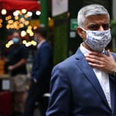 Mayor of London Sadiq Khan wearing a face mask. Credit: Hollie Adams/Getty Images