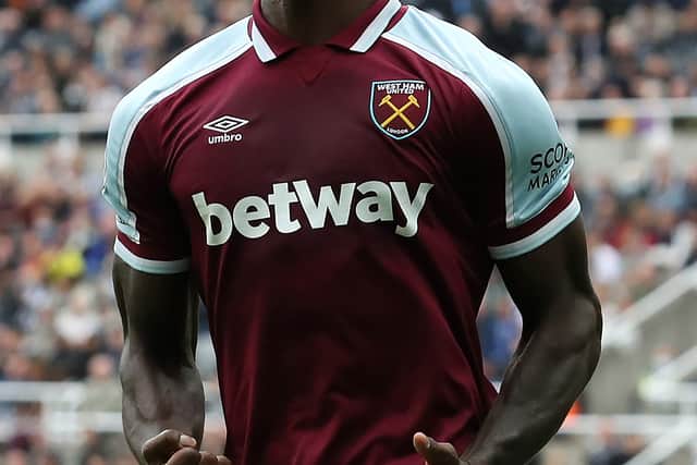 Michail Antonio of West Ham United celebrates after scoring (Photo by Ian MacNicol/Getty Images)