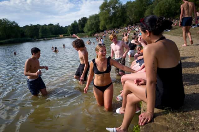 The mixed pond at  Hampstead Heath is perfect for hot summer days. Credit: Tolga Akmen/AFP via Getty Images