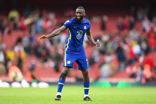 <p>Antonio Rudiger of Chelsea in celebrates after the Premier League (Photo by Michael Regan/Getty Images)</p>
