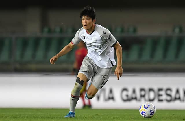 Takehiro Tomiyasu of Arsenal in  for Bologna  (Photo by Alessandro Sabattini/Getty Images)