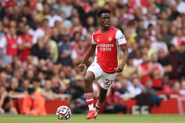 Albert Sambi Lokonga of Arsenal in action during the Premier League match (Photo by Michael Regan/Getty Images)