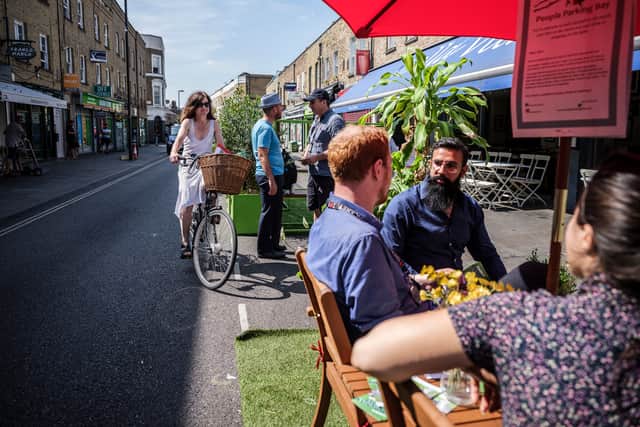 A parklet in Hackney. Credit: Living Streets/jonchallicom