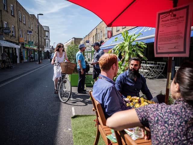 <p>A parklet in Hackney. Credit: Living Streets/jonchallicom</p>