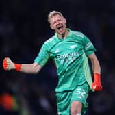 Aaron Ramsdale of Arsenal celebrates (Photo by Catherine Ivill/Getty Images)