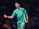 Aaron Ramsdale of Arsenal celebrates (Photo by Catherine Ivill/Getty Images)