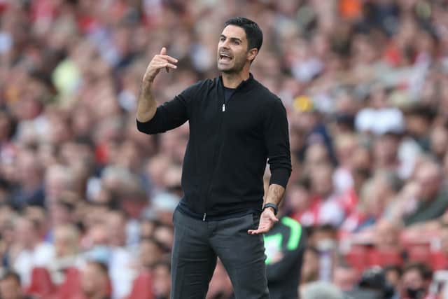 Mikel Arteta, Manager of Arsenal reacts during the Premier League match (Photo by Julian Finney/Getty Images)
