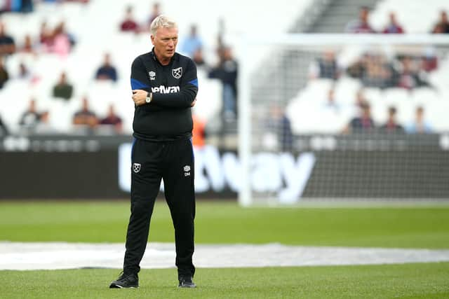 David Moyes, Manager of West Ham United looks on ahead of the Premier League match (Photo by Charlie Crowhurst/Getty Images)