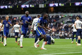 Antonio Ruediger of Chelsea celebrates after scoring their team’s third goal during the Premier League (Photo by Catherine Ivill/Getty Images)