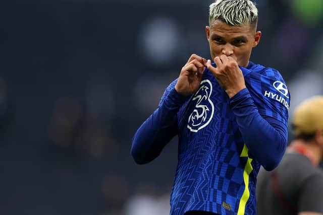 Thiago Silva of Chelsea kisses the Chelsea badge (Photo by Catherine Ivill/Getty Images)