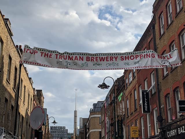 <p>A gentrification row has erupted over plans to build a five-storey development in the old Truman Brewery on Brick Lane. Credit: Lynn Rusk</p>