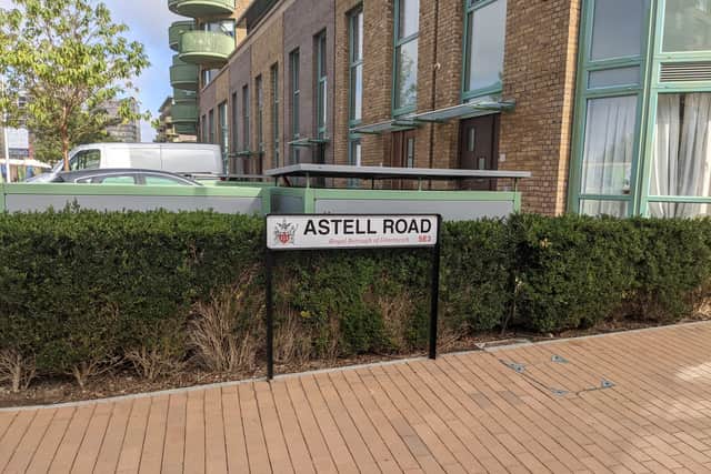 Astell Road, in Greenwich, where Sabina Nessa lived on. She was killed in a park five minutes away. Credit: Lynn Rusk