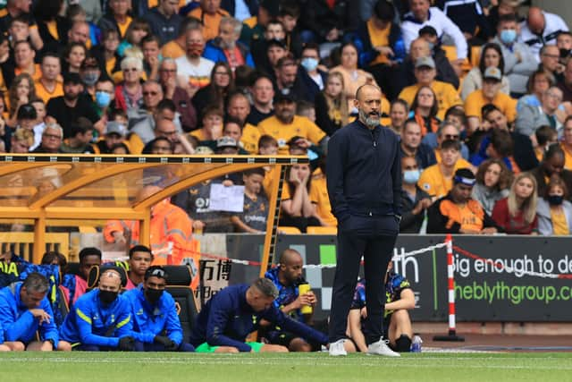 Nuno Espirito Santo, manager of Tottenham Hotspur looks on during the Premier League match (Photo by David Rogers/Getty Images)