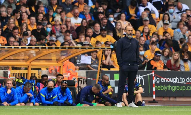 Nuno Espirito Santo, manager of Tottenham Hotspur looks on during the Premier League match (Photo by David Rogers/Getty Images)