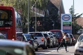 Queues at an Esso station in London. Credit: Dan Kitwood/Getty Images