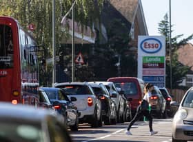 Queues at an Esso station in London. Credit: Dan Kitwood/Getty Images