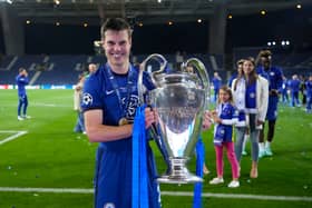 Cesar Azpilicueta of Chelsea celebrates with the Champions League Trophy (Photo by Manu Fernandez - Pool/Getty Images)