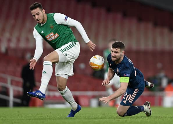 Rapid Wien return to London after playing Arsenal in December 2020. (Photo by Mike Hewitt/Getty Images)