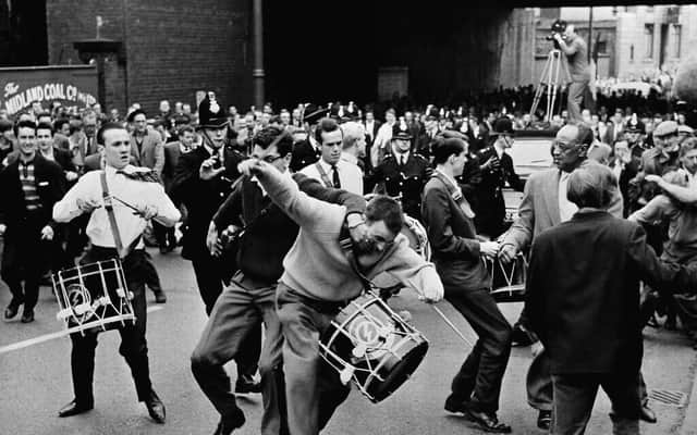 A riot breaks out between Group 62 and the extremist right-wing British union movement, during a march in July 29, 1962