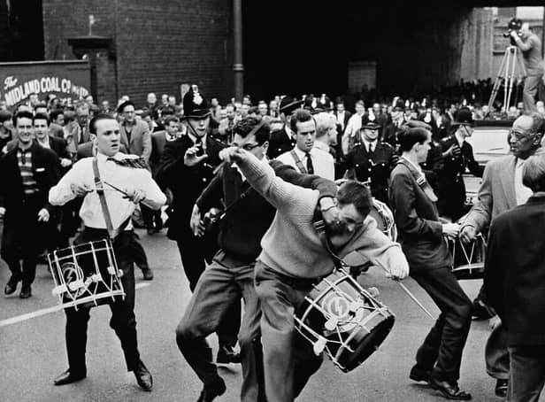 A riot breaks out between Group 62 and the extremist right-wing British union movement, during a march in July 29, 1962