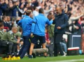 Nuno Espirito Santo, Manager of Tottenham Hotspur celebrates after their side's first goal scored by Pierre-Emile Hojbjerg  (Photo by Catherine Ivill/Getty Images)