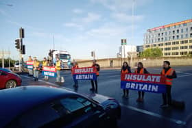 Insulate Britain protestors blocked four roads in London this morning. Credit: Insulate Britain
