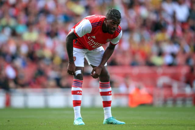 Nuno Tavares of Arsenal during the Pre Season Friendly between Arsenal and Chelsea (Photo by Marc Atkins/Getty Images)