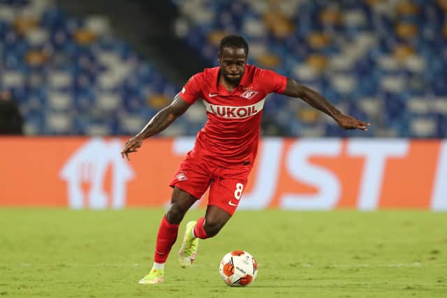 Victor Moses of Spartak Moskva kicks the ball during the UEFA Europa League  (Photo by Francesco Pecoraro/Getty Images)
