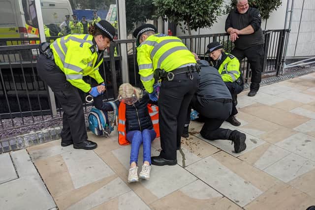 Insulate Britain protesters being arrested at Old Street roundabout this morning. Credit: LondonWorld